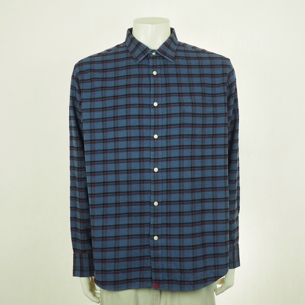 Untuckit Flannel Button Down Shirt Mens 2XL XXL Blue Plaid Scavino Cotton Blend